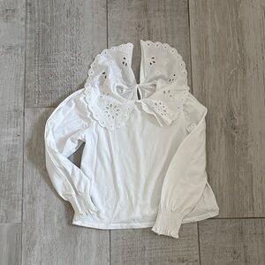 Elegant White Eyelet Collar kids Top